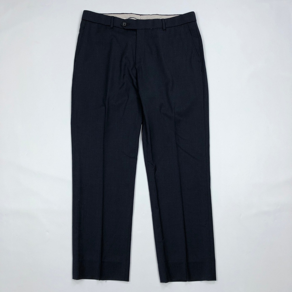 Ballin Mens Super 120s Wool Dress Pants Navy Blue Flat Front Trousers Size 36